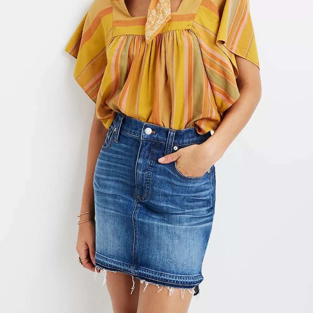 Madewell Step-Hem Stretch Denim Mini Skirt